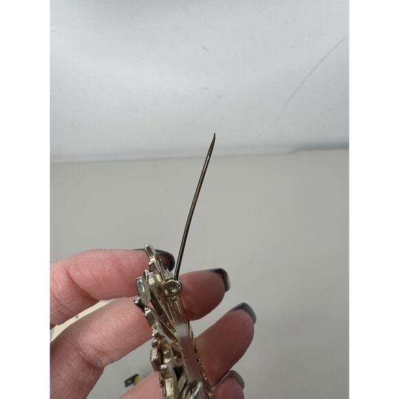 Vintage Mid-Century Heraldic Sunburst Shield Coat Of Arms Pendant Pin - Picture 7 of 7